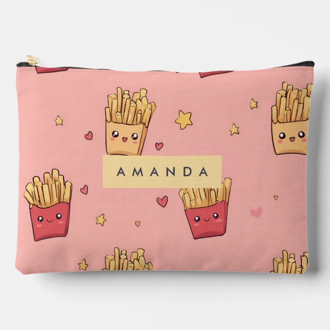 Personalized Pastel Kawaii French Fries Pattern Accessory Pouch (Front)