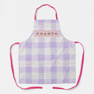 Personalized Pastel Lavender Gingham Plaid Apron