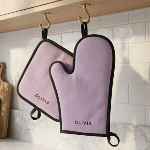 Personalized Pastel Lavender Oven Mitt & Pot Holder Set