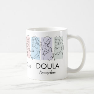 Personalized Pastel Line Art DOULA Coffee Mug