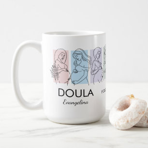 Personalized Pastel Line Art DOULA Coffee Mug