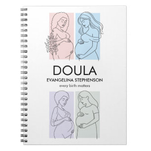 Personalized Pastel Line Art DOULA Notebook