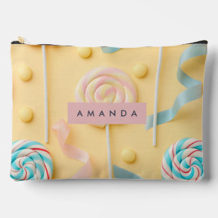 Personalized Pastel Lollipop Candy Swirl Accessory Pouch