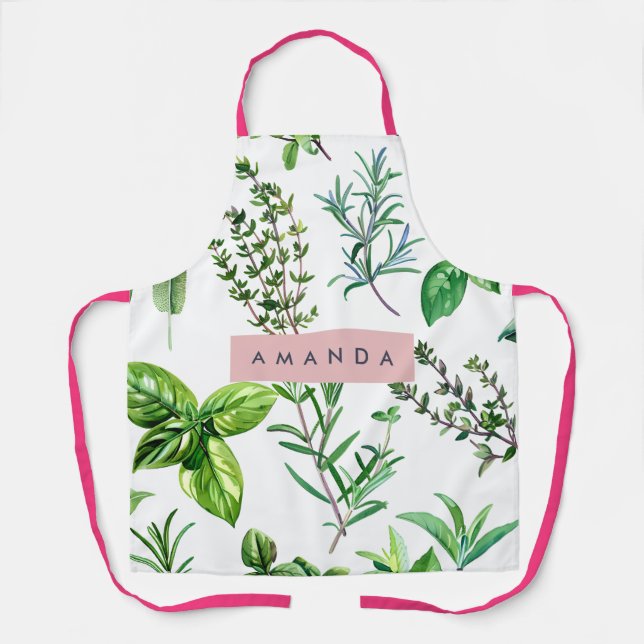 Personalized Pastel Lush Garden Herbs  Apron (Front)