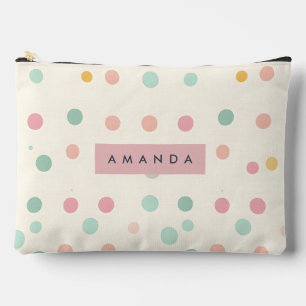 Personalized Pastel Macaron Polka Dot Accessory Pouch