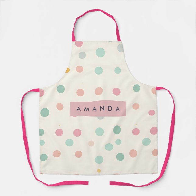 Personalized Pastel Macaron Polka Dot  Apron (Front)