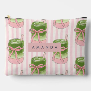 Personalized Pastel Matcha Cups Pattern Accessory Pouch