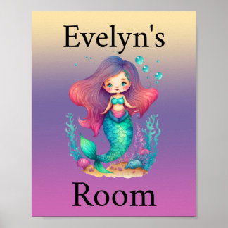 Personalized pastel mermaid poster