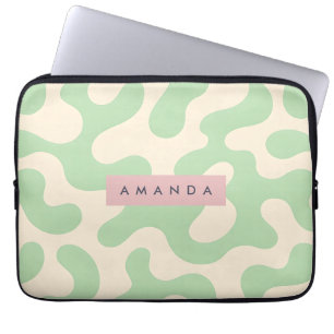 Personalized Pastel Mint Green Abstract Camo Laptop Sleeve