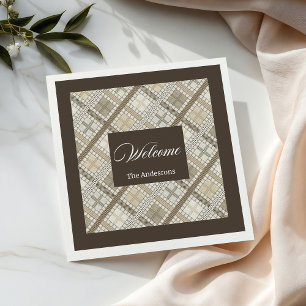 Personalized Pastel Napkins Chic Neutral Geometry