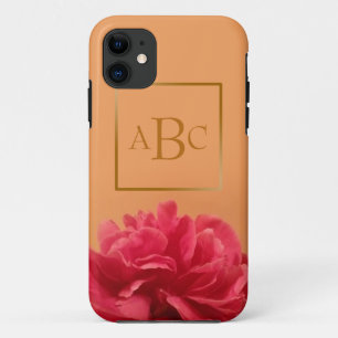 Personalized Pastel Orange Hot Pink Floral iPhone 11 Case