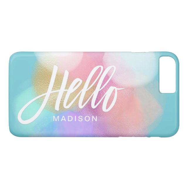 Personalized Pastel Paint Splotches Hello Case-Mate iPhone Case (Back (Horizontal))