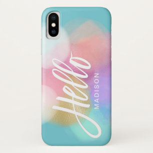 Personalized Pastel Paint Splotches Hello Case-Mate iPhone Case