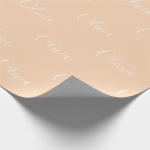 Personalized Pastel Peach Name Script Wrapping Paper