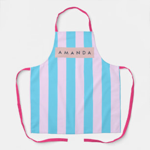 Personalized Pastel Pink and Blue Striped Apron