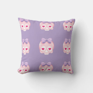 Personalized Pastel Pink and Purple Skull Throw Pillow