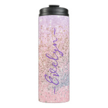 Personalized pastel pink blue glitter