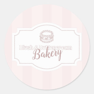 Personalized Pastel Pink Cake Bakery Classic Round Sticker