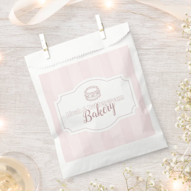 Personalized Pastel Pink Cake Bakery Favour Bag (Clipped)
