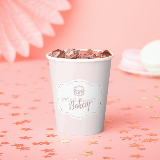 Personalized Pastel Pink Cake Bakery Paper Cups (Insitu)