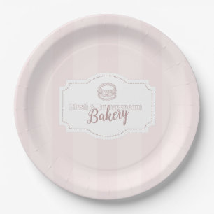 Personalized Pastel Pink Cake Bakery Paper Plate