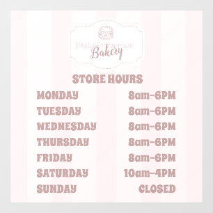 Personalized Pastel Pink Cake Bakery Window Cling