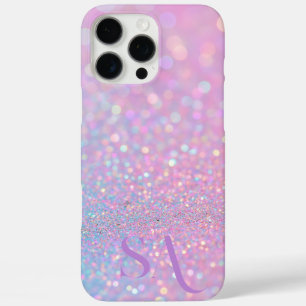 Personalized Pastel Pink Glitter - Initials  iPhone 16 Pro Max Case