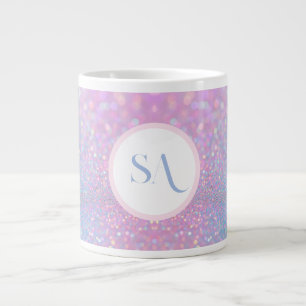 Personalized Pastel Pink Glitter Mug with Monogram