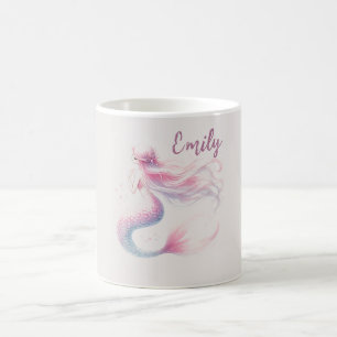 Personalized Pastel Pink Mermaid Mug – Custom Name