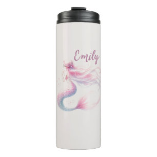 Personalized Pastel Pink Mermaid Thermal Tumbler