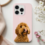 Personalized Pastel Pink Phone Case with Dog Photo<br><div class="desc">Add a touch of charm to your phone with this personalized pastel pink phone case, featuring a photo of your beloved dog and their name. Crafted from durable materials, this case provides protection while showcasing your furry friend. The soft pastel pink background adds a subtle elegance, making it a perfect...</div>