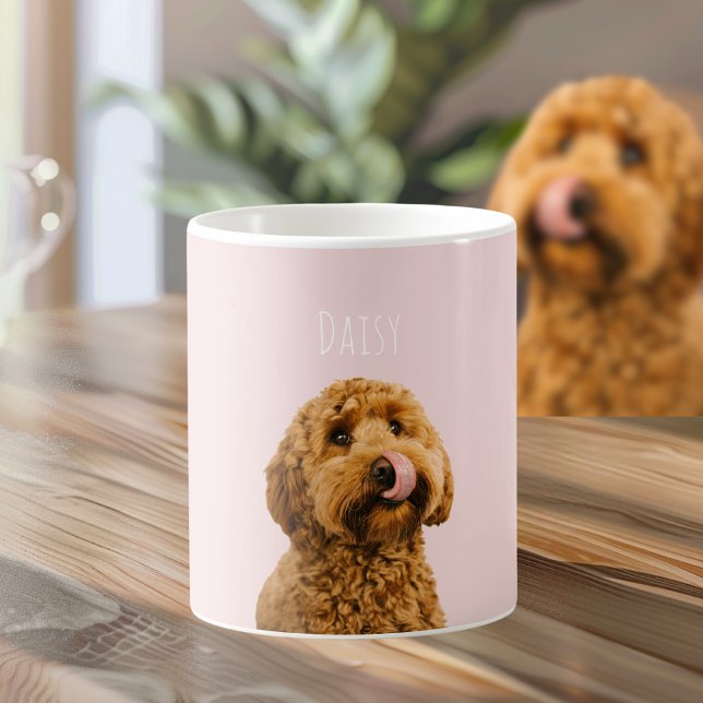 Personalized Pastel Pink Phone Case with Dog Photo Coffee Mug (Creator Uploaded)