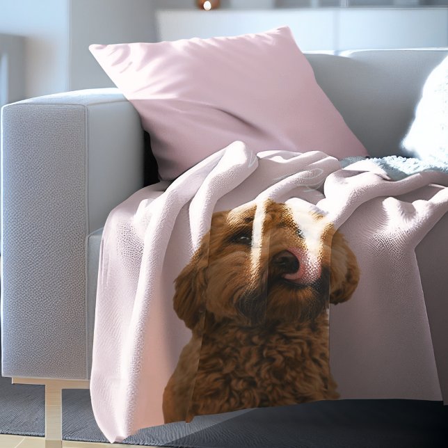 Personalized Pastel Pink Phone Case with Dog Photo Fleece Blanket (Creator Uploaded)