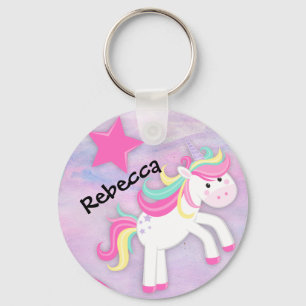 Personalized Pastel Pink Unicorn Keychain