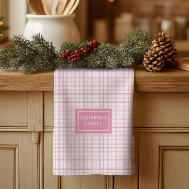 Personalized Pastel Plaid Towel Elegant Gift Idea (Personalized Pastel Plaid Towel Elegant Gift Idea)
