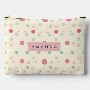 Personalized Pastel Polka Dot Style Accessory Pouch