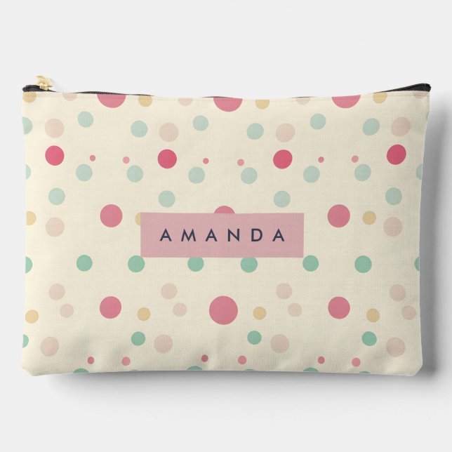Personalized Pastel Polka Dot Style  Accessory Pouch (Front)