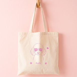 Personalized Pastel Poodle Tote Bag for Dog Mom