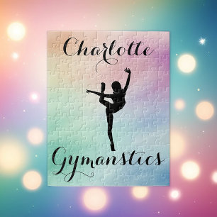 Personalized Pastel Purple Green Gymnastics Jigsaw Puzzle