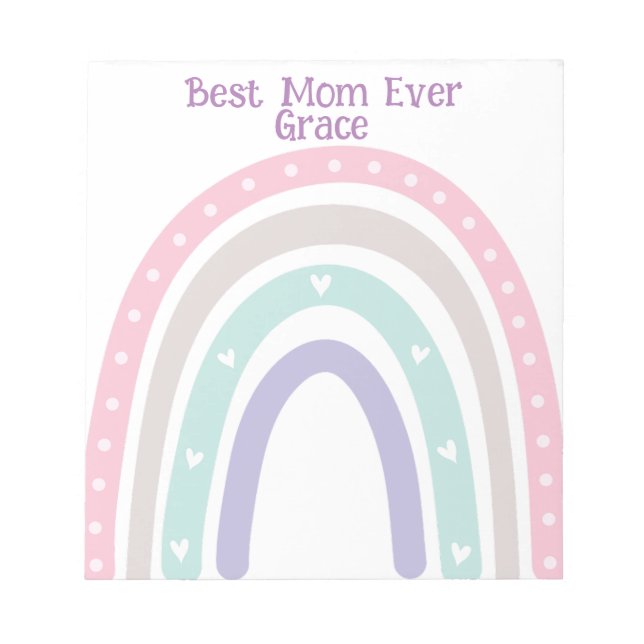 Personalized Pastel Rainbow Boho back to school Notepad (Front)