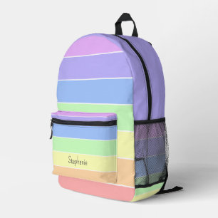 Personalized Pastel Rainbow Colourful Stripes   Printed Backpack