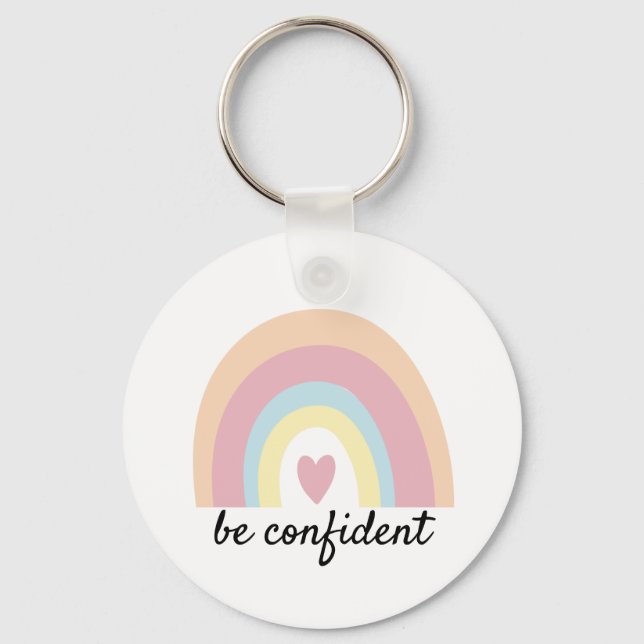Personalized pastel rainbow confident quote keychain (Front)