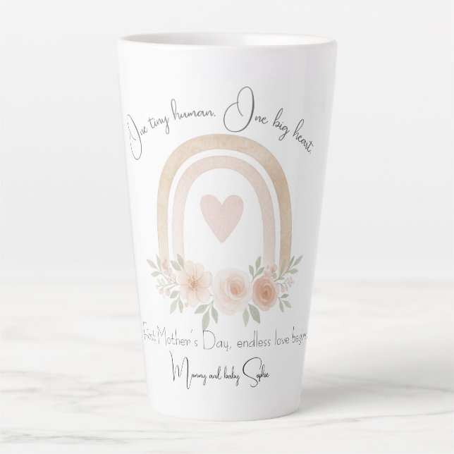 Personalized Pastel Rainbow | First Mother's Day - Latte Mug (Front)
