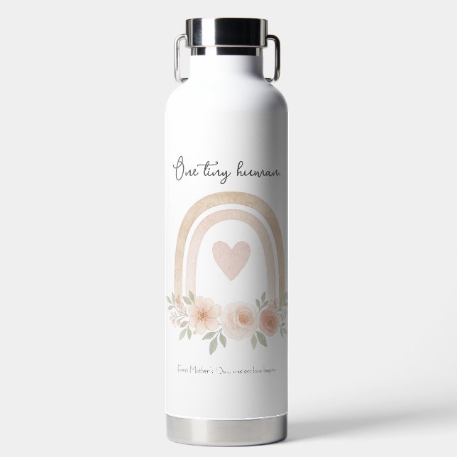 Personalized Pastel Rainbow – First Mother's Day  Water Bottle (Front)
