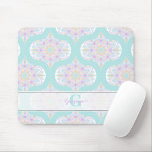 Personalized Pastel Rainbow Floral Mandala Mid Mod Mouse Pad