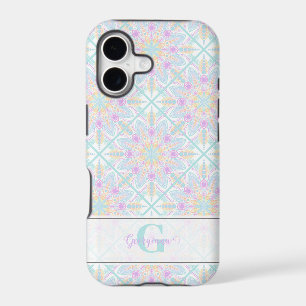 Personalized Pastel Rainbow Floral Mandala Tiled