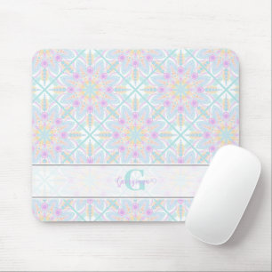 Personalized Pastel Rainbow Floral Mandala Tiled Mouse Pad