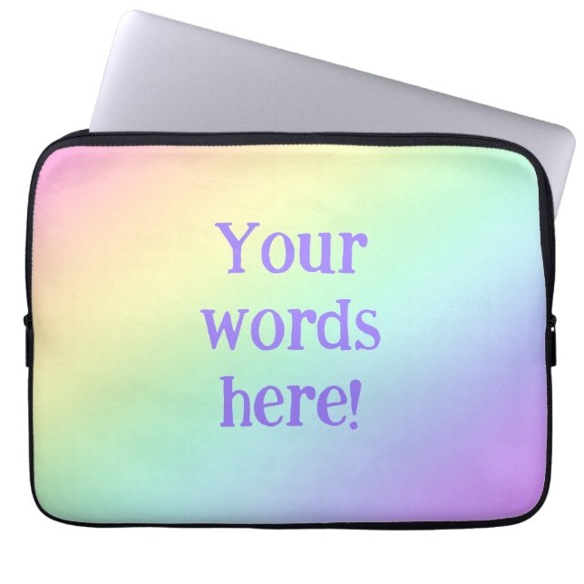 Personalized Pastel Rainbow Gradient Laptop Sleeve (Front)