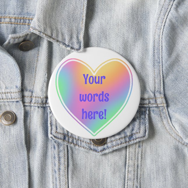Personalized Pastel Rainbow Heart Button (In Situ)
