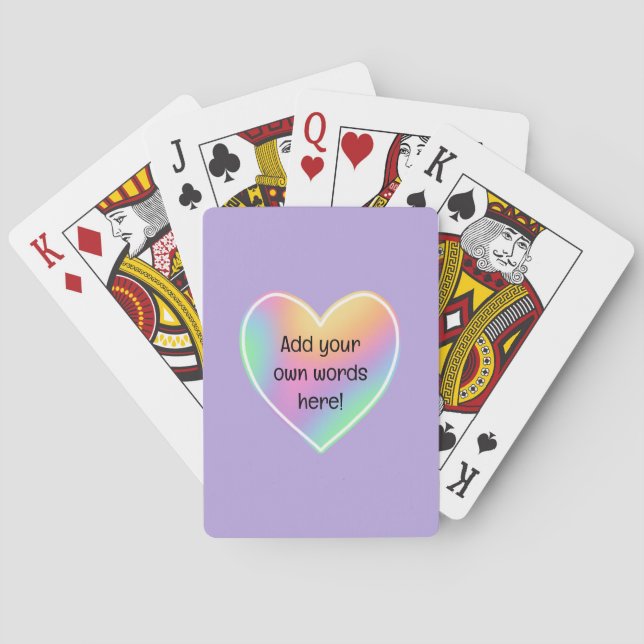 Personalized Pastel Rainbow Heart Playing Cards (Back)